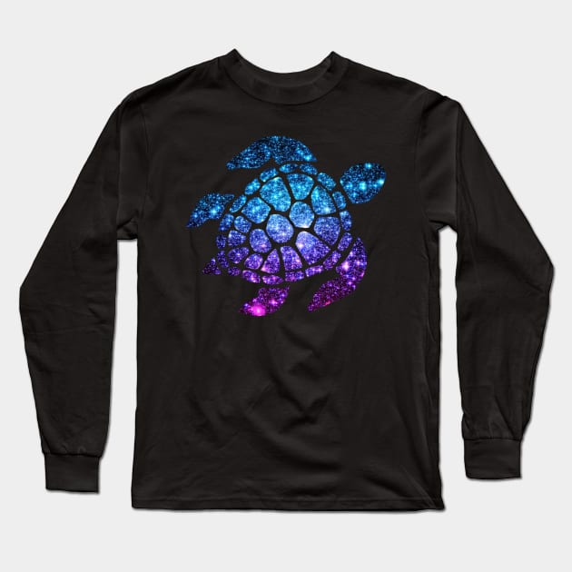 Bright Purple Teal Ombre Faux Glitter Turtle Long Sleeve T-Shirt by Felicity-K